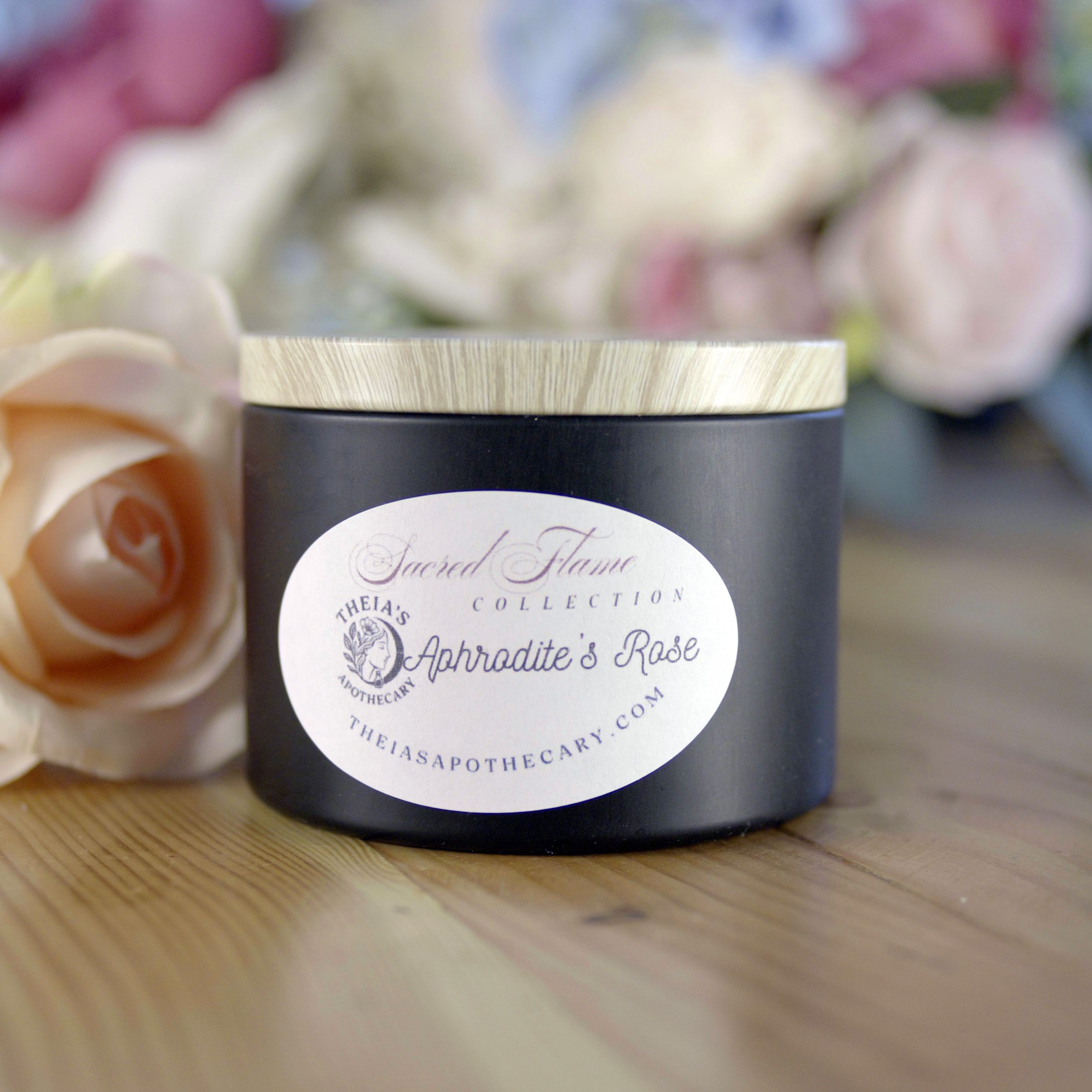 Photo of the Aphrodite's Rose Scented Candle from Theia's Apothecary